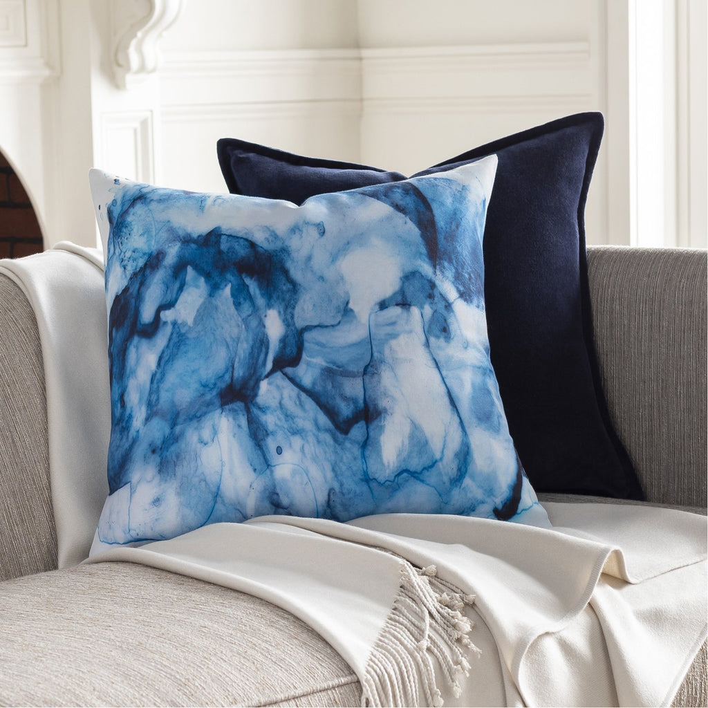 Azora AZO-002 Woven Square Pillow in Sky Blue & White by Surya
