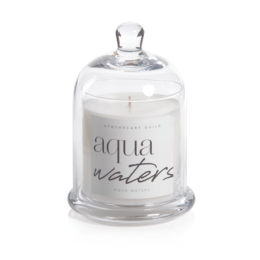 Aqua Waters Scented Candle Jar with Glass Dome