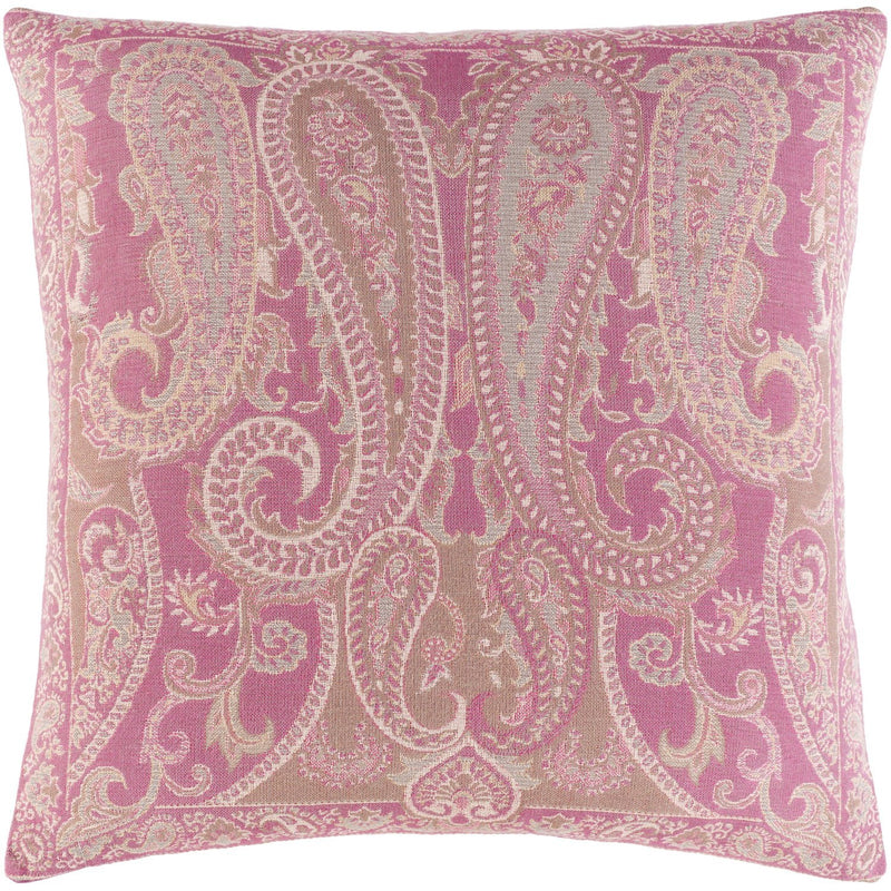 Boteh BEH-002 Woven Square Pillow in Bright Pink & Cream by Surya