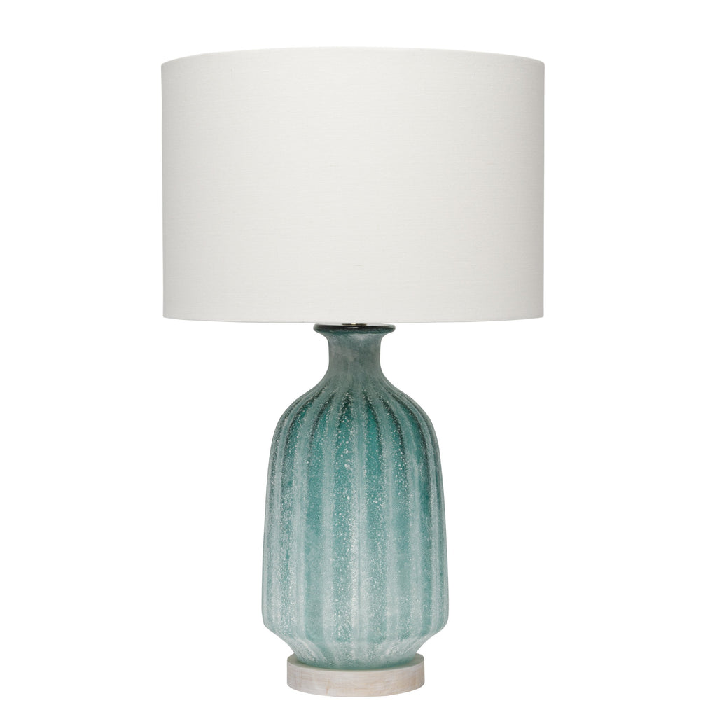 Aqua Frosted Glass Table Lamp with Shade