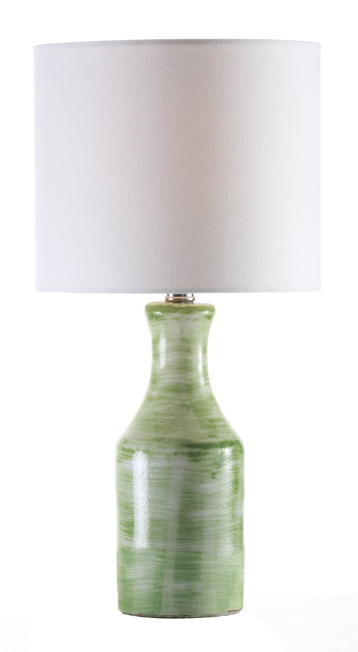 Bungalow Table Lamp with Shade â€“ Green & White Swirl UNO Socket