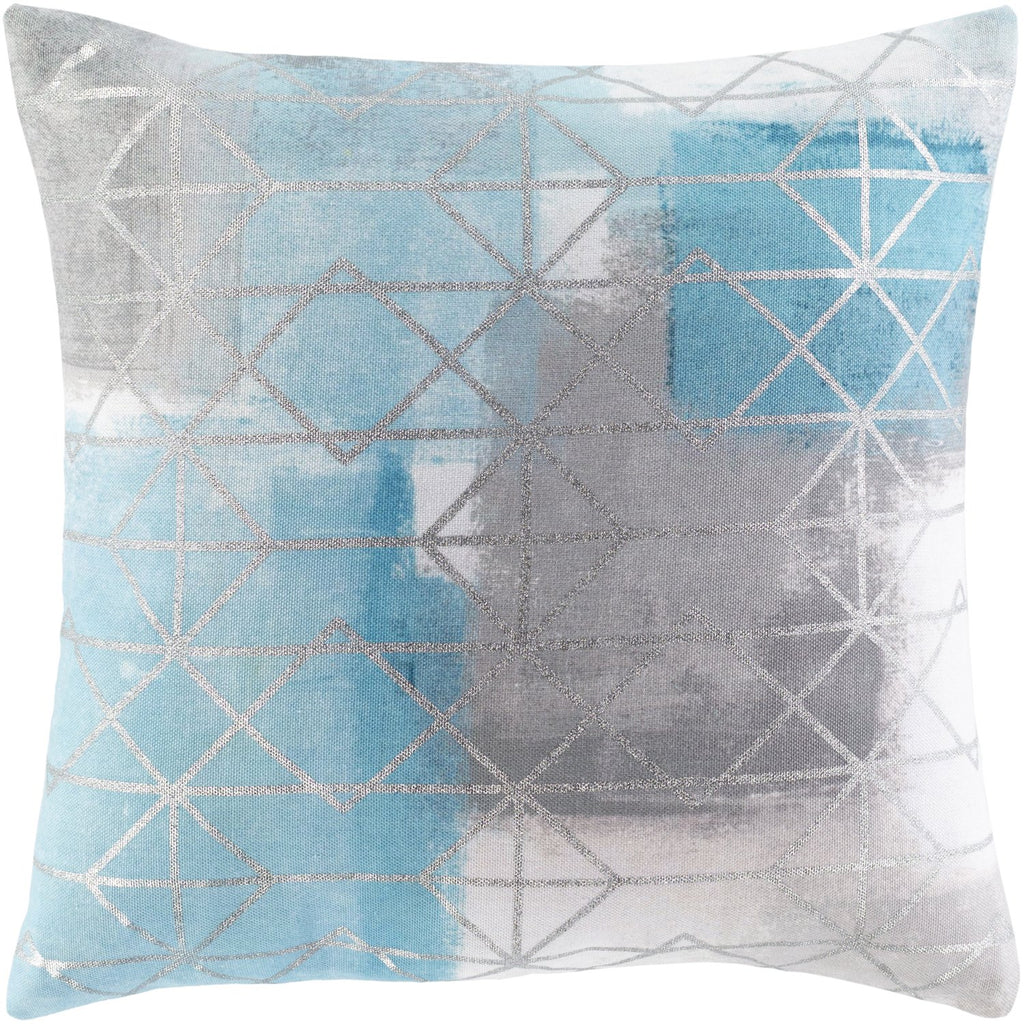 Balliano BLN-006 Woven Square Pillow in Aqua & Medium Gray by Surya