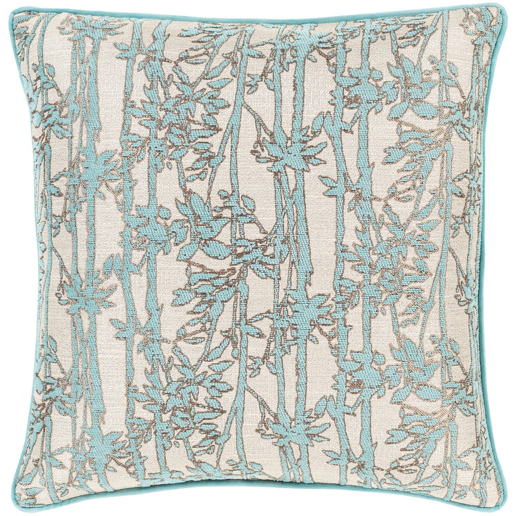 Biming BMG-001 Woven Pillow in Aqua & Ivory by Surya