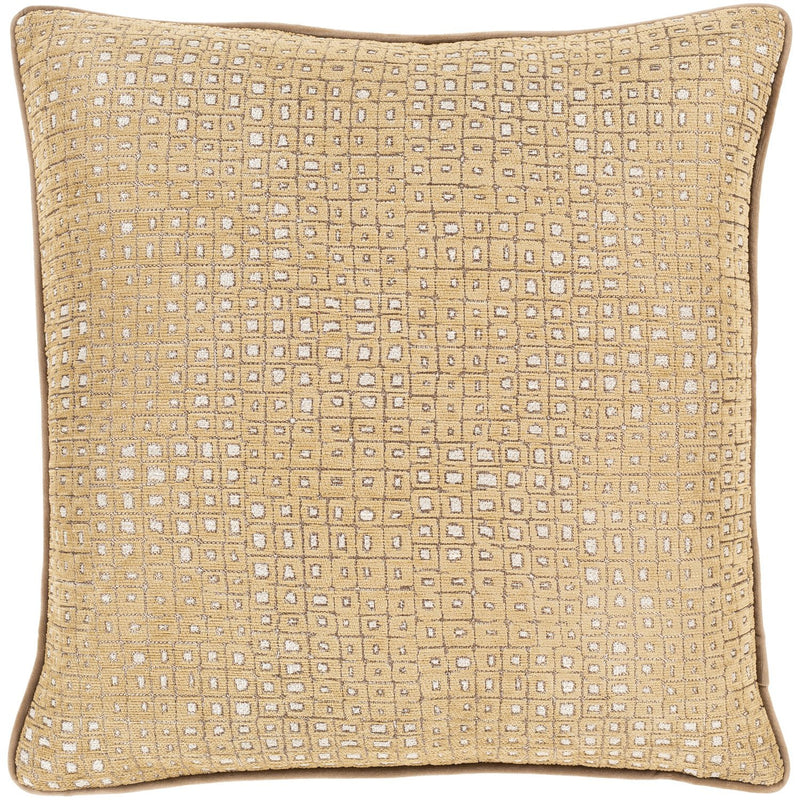 Biming BMG-004 Woven Square Pillow in Tan & Ivory by Surya