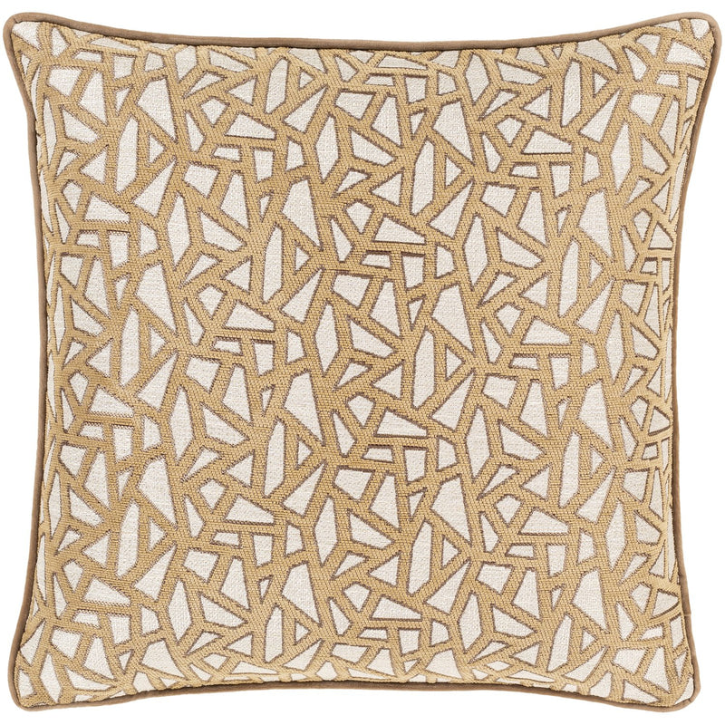 Biming BMG-006 Woven Square Pillow in Tan & Ivory by Surya