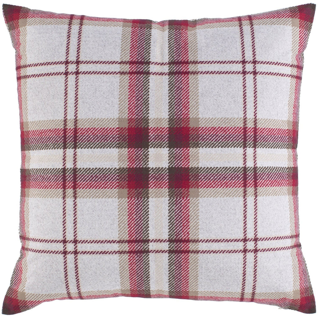Benji BNJ-001 Knitted Square Pillow in Burgundy & Taupe by Surya