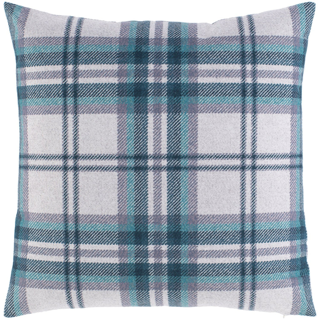 Benji BNJ-002 Knitted Square Pillow in Light Gray & Teal by Surya