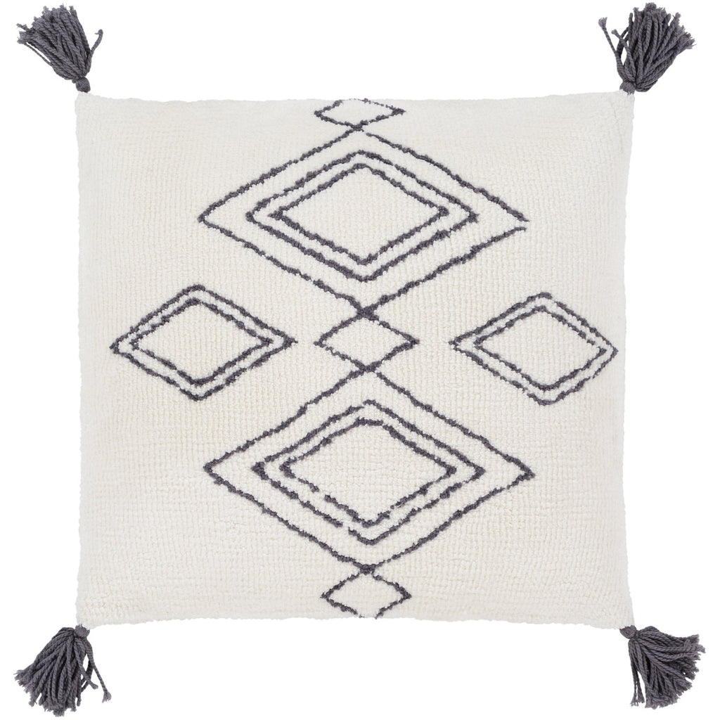 Braith BRH-001 Knitted Square Pillow in Cream & Charcoal by Surya