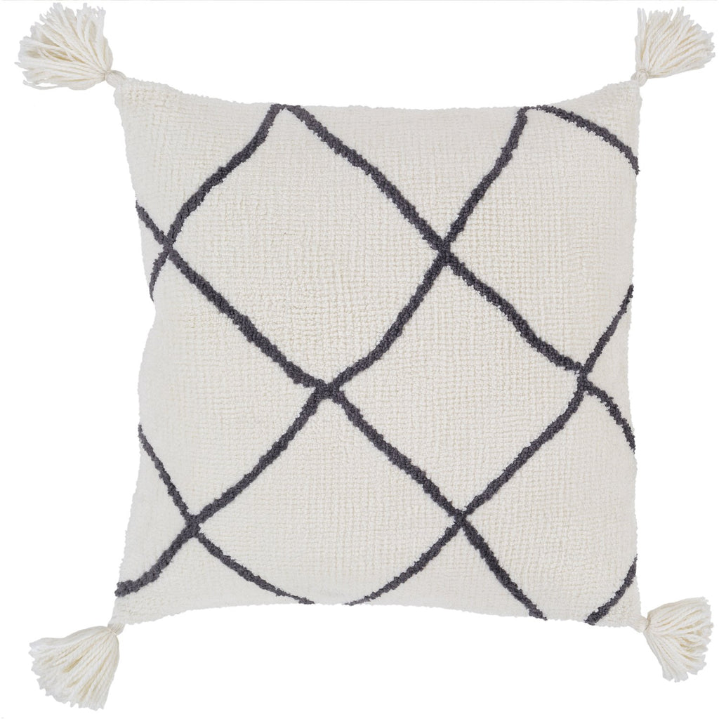 Braith BRH-002 Knitted Square Pillow in Cream & Charcoal by Surya