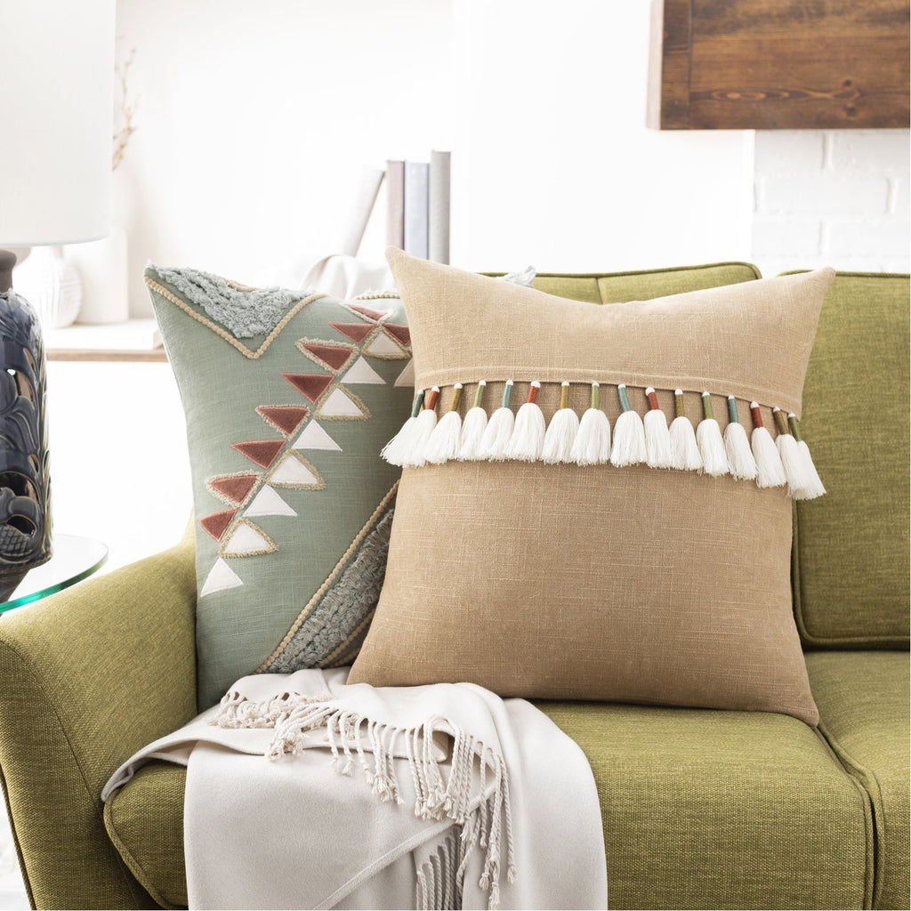 Bisbee BSB-001 Woven Pillow in Clay & Mint by Surya