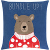 Bundle Up Bear BUB-001 Woven Square Pillow in Navy & Bright Red by Surya