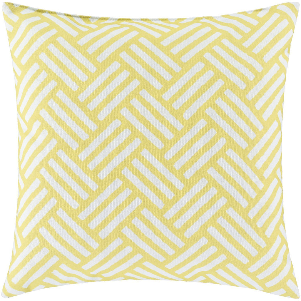 Basketweave BW-003 Woven Pillow in Bright Yellow & Ivory by Surya