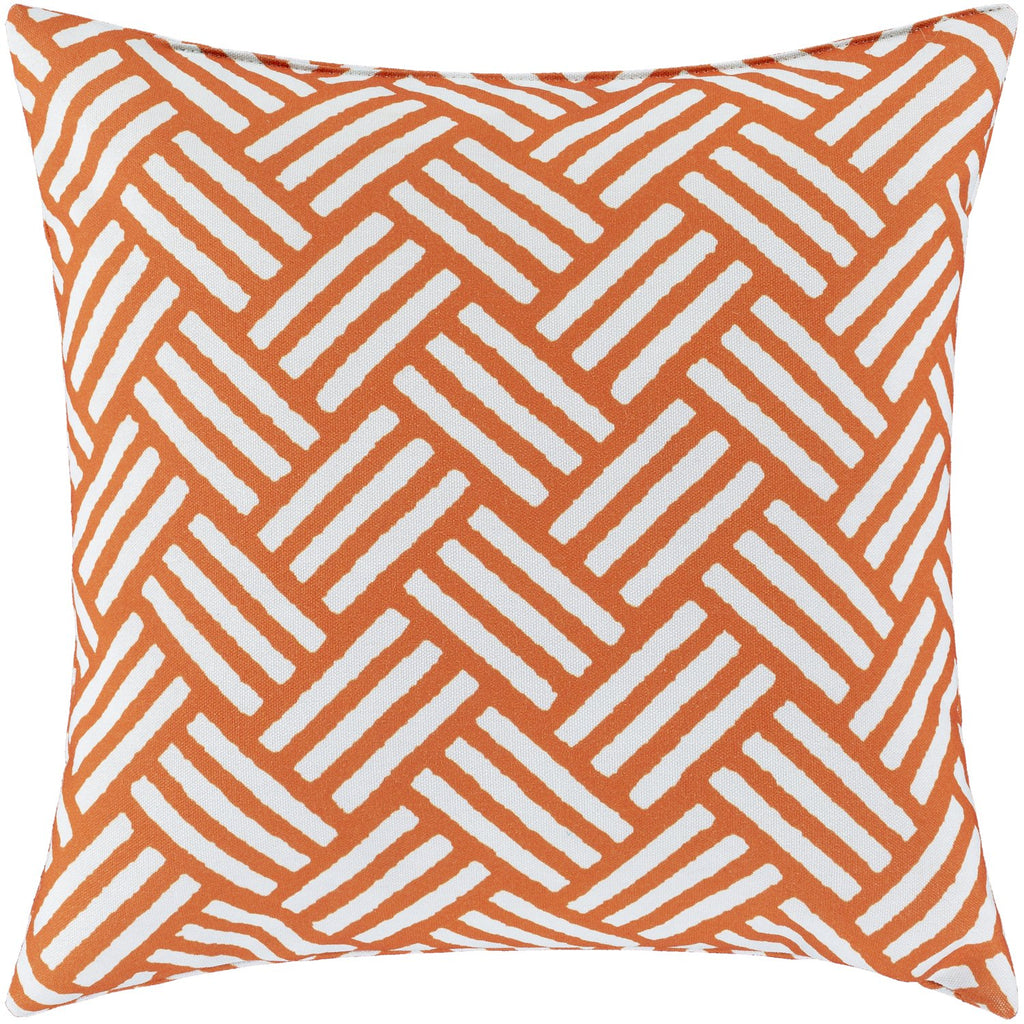 Basketweave BW-004 Woven Pillow in Burnt Orange & Ivory by Surya