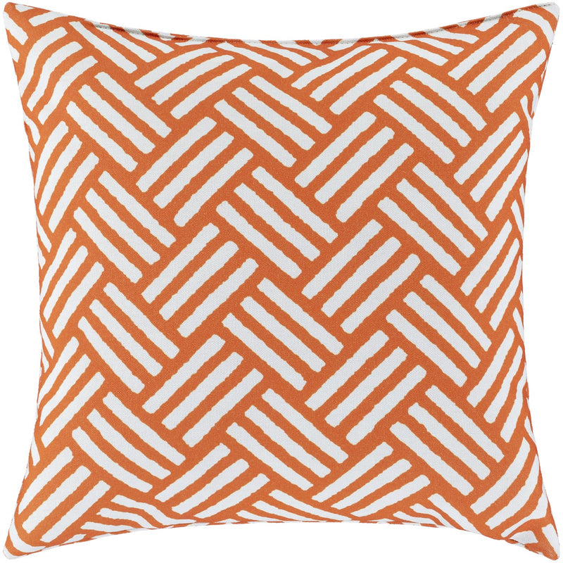 Basketweave BW-004 Woven Pillow in Burnt Orange & Ivory by Surya