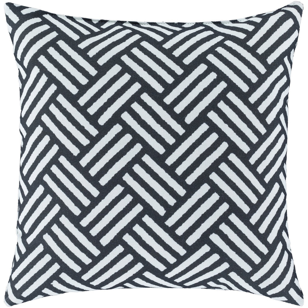 Basketweave BW-007 Woven Pillow in Ivory & Black by Surya