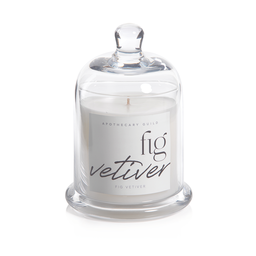 Black Fig Vetiver Scented Candle Jar with Glass Dome
