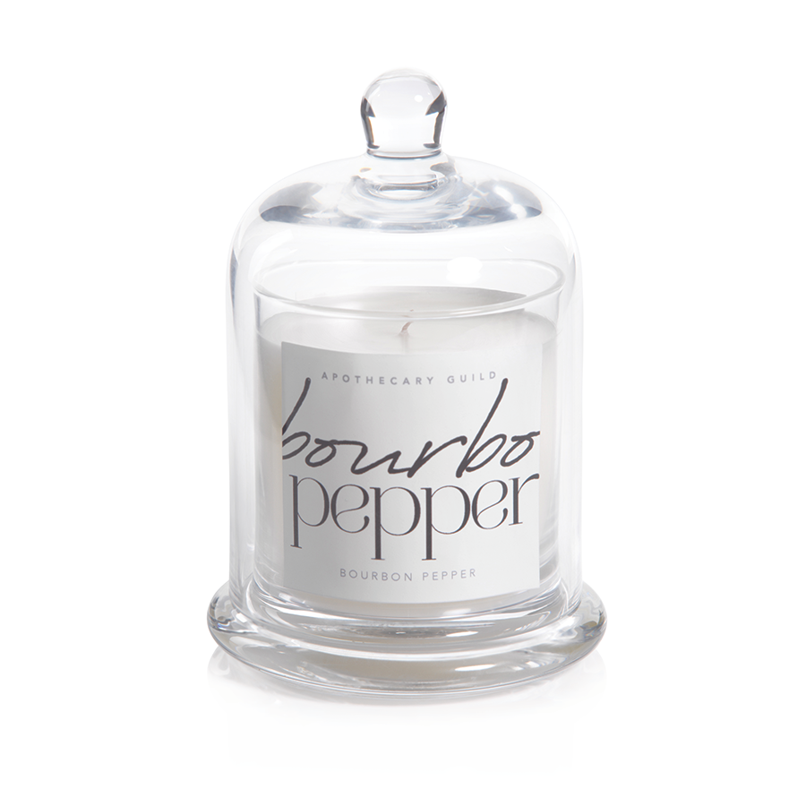 Bourbon Pepper Scented Candle Jar with Glass Dome
