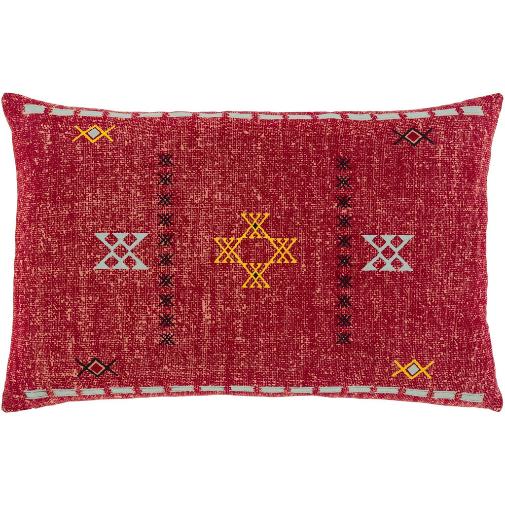 Cactus Silk CCS-005 Woven Lumbar Pillow in Bright Red & Saffron by Surya