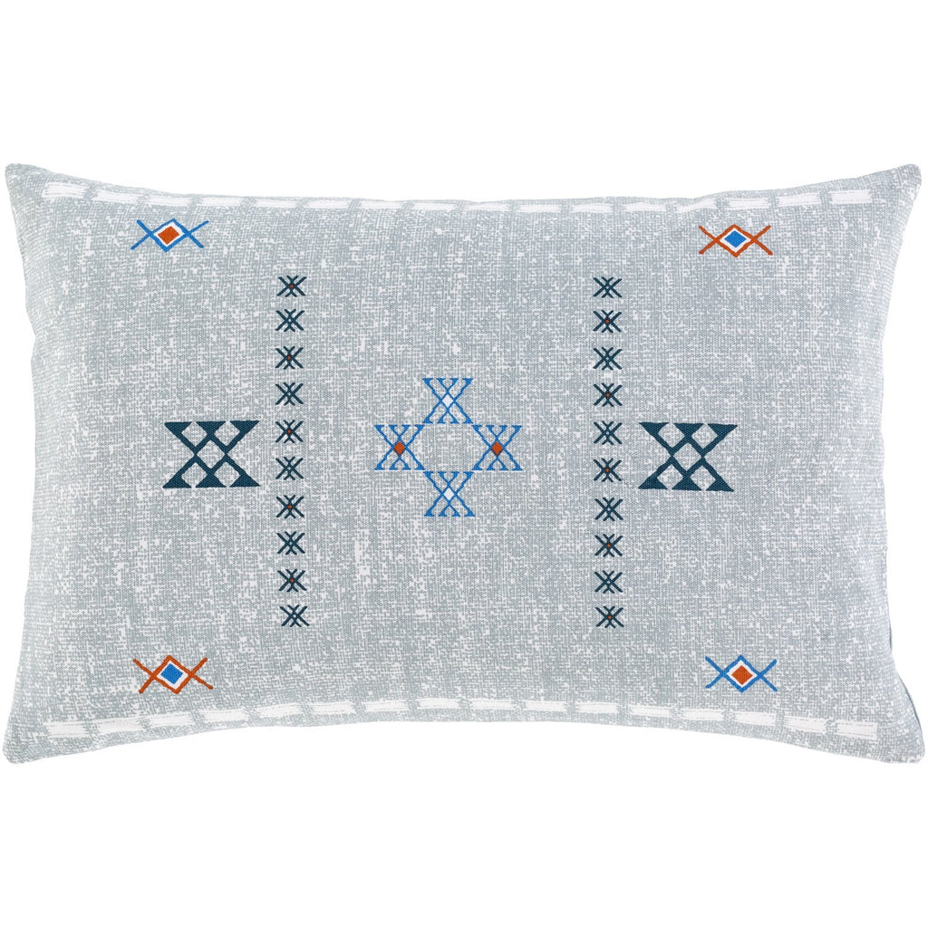 Cactus Silk CCS-006 Woven Lumbar Pillow in Medium Gray & Bright Blue by Surya