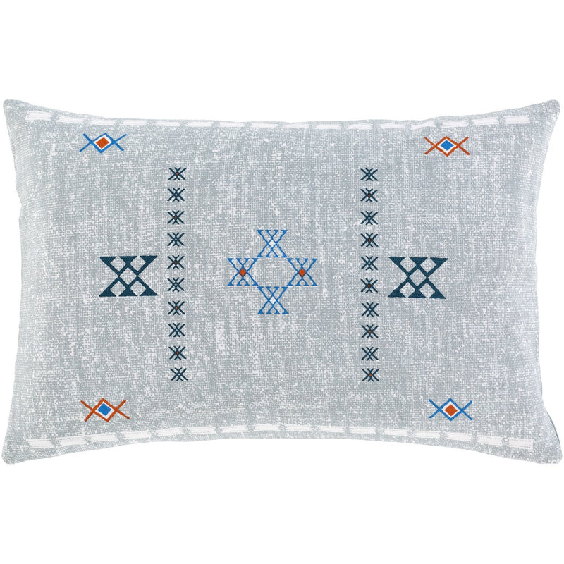 Cactus Silk CCS-006 Woven Lumbar Pillow in Medium Gray & Bright Blue by Surya