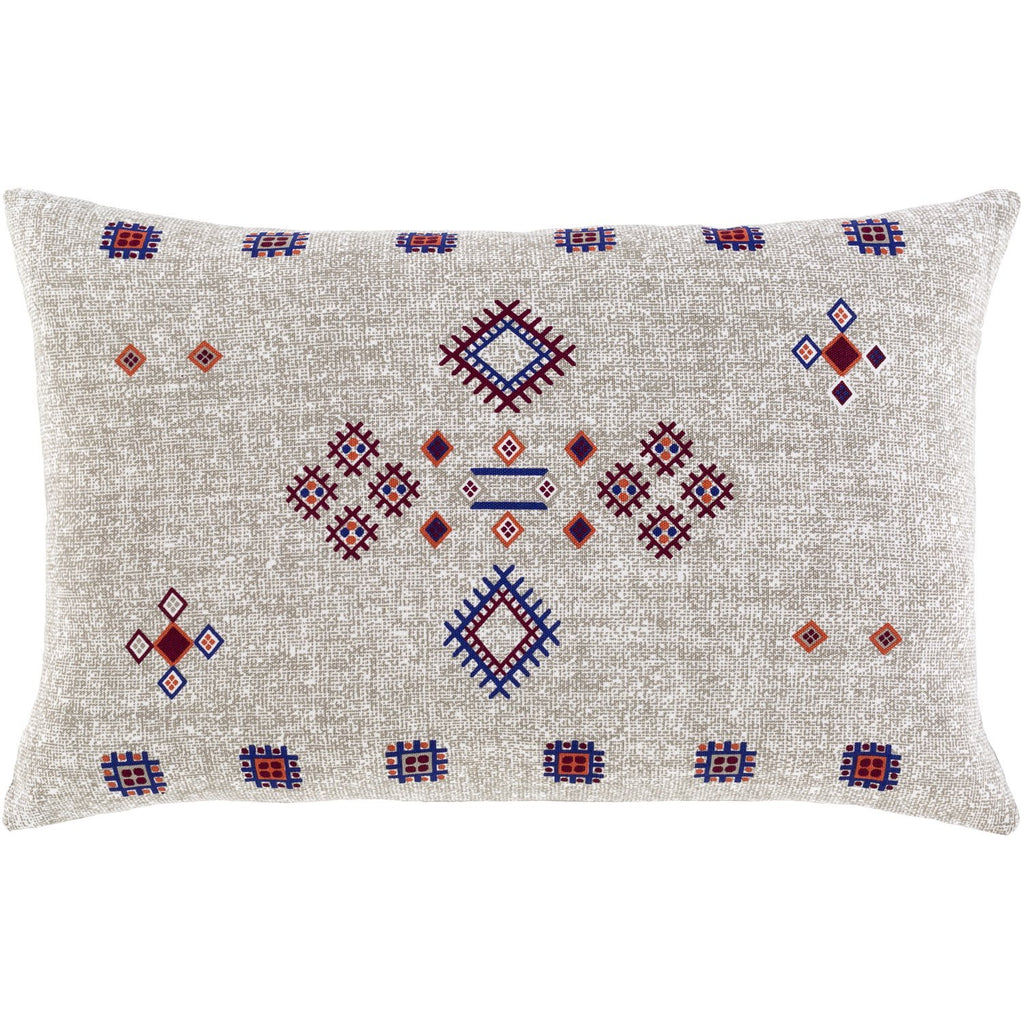 Cactus Silk CCS-007 Woven Lumbar Pillow in Taupe & Dark Red by Surya