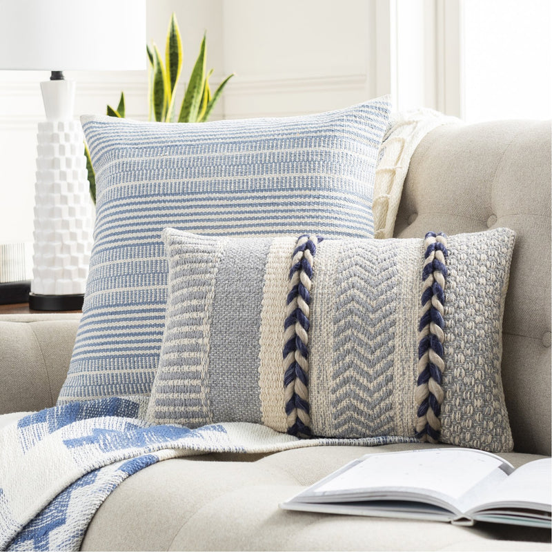 Ryder RDE-002 Woven Pillow in Bright Blue & Ivory by Surya