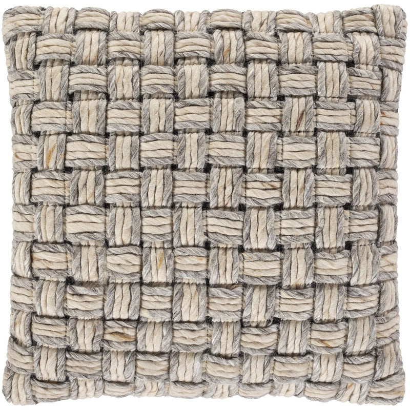 Cordoba CDB-002 Hand Woven Square Pillow in Taupe & Light Gray by Surya