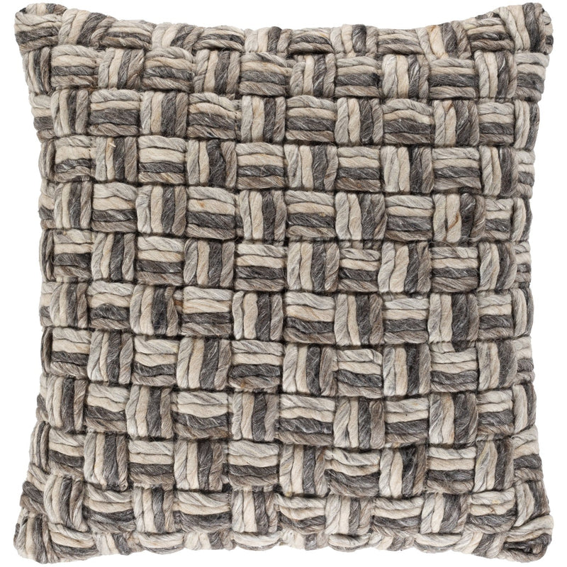 Cordoba CDB-003 Hand Woven Square Pillow in Taupe & Charcoal by Surya