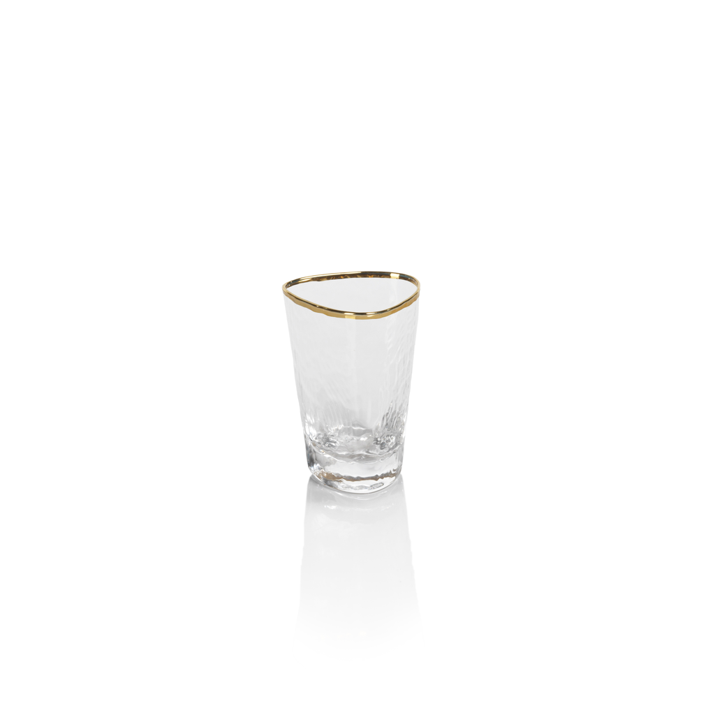 kampari triangular clear shot glasses w gold rim set of 6 by zodax ch 5721 1