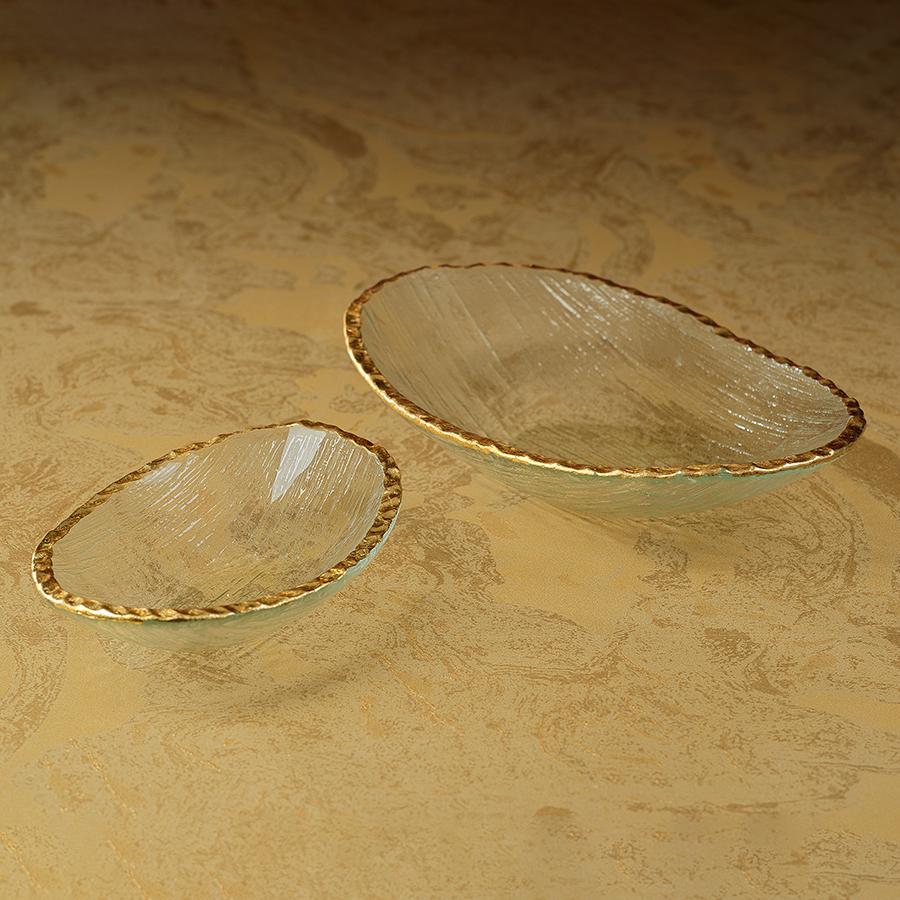 cassiel clear bowls w jagged gold rim set of 3 by zodax ch 5763 2