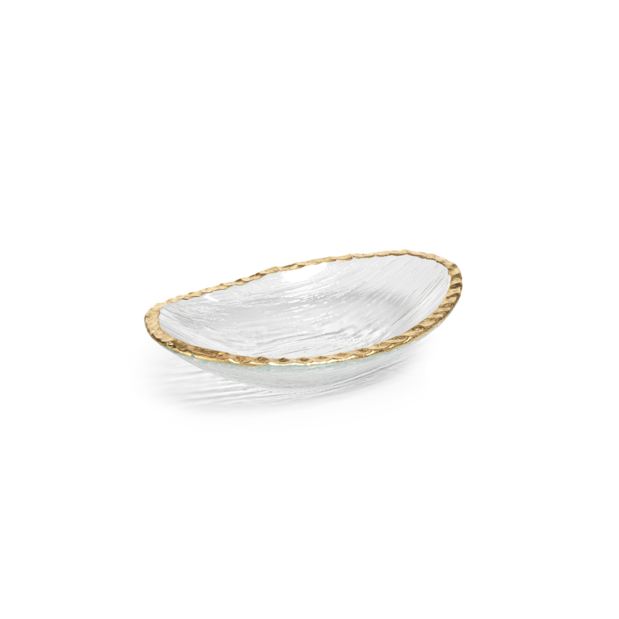 cassiel clear bowls w jagged gold rim set of 3 by zodax ch 5763 1