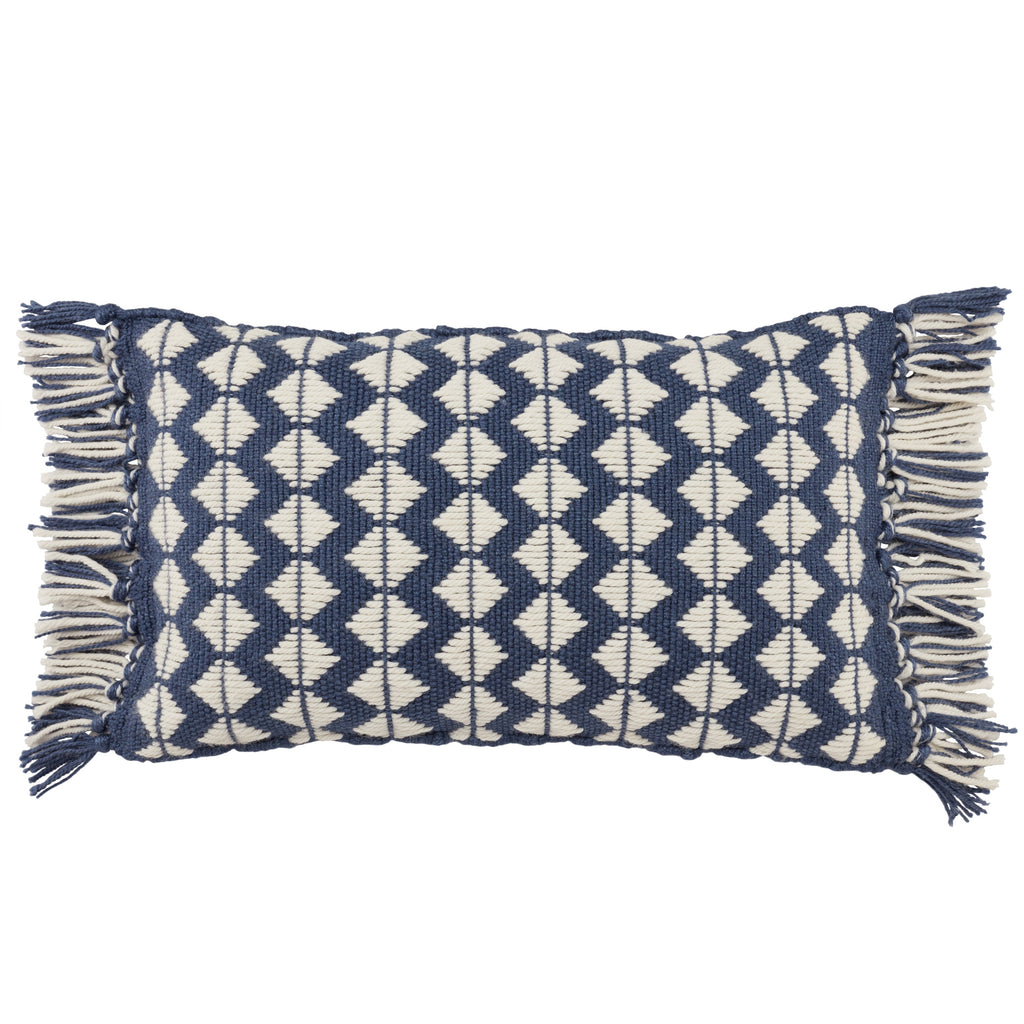 Chesa Perdita Indoor/Outdoor Dark Blue & Ivory Pillow 1