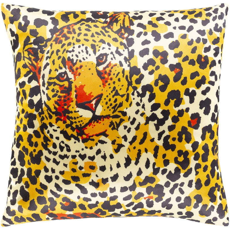 Chloe CLE-003 Woven Square Pillow in Saffron & Black by Surya