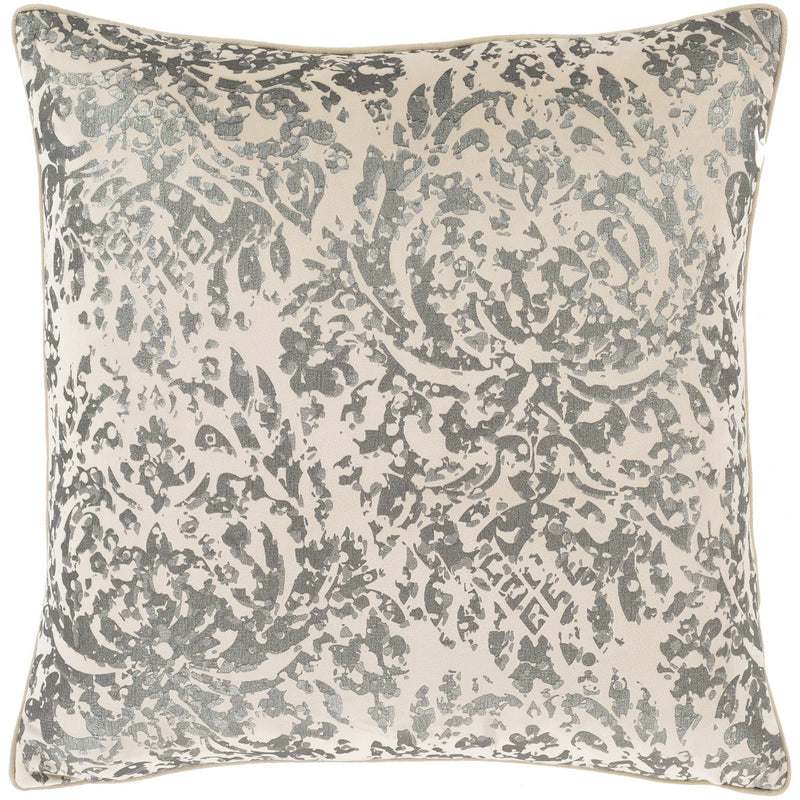Carrisa CRI-002 Velvet Pillow in Cream & Silver by Surya