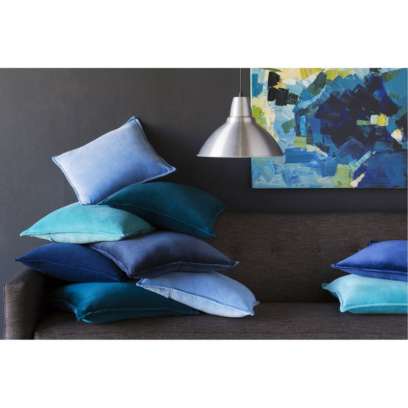 Cotton Velvet CV-015 Velvet Pillow in Bright Blue by Surya