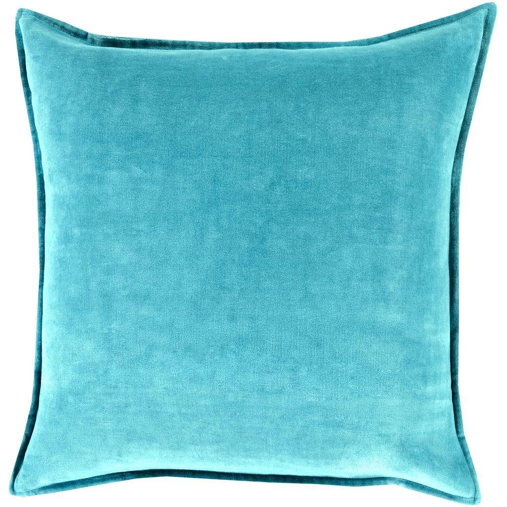 Cotton Velvet Velvet Pillow in Aqua