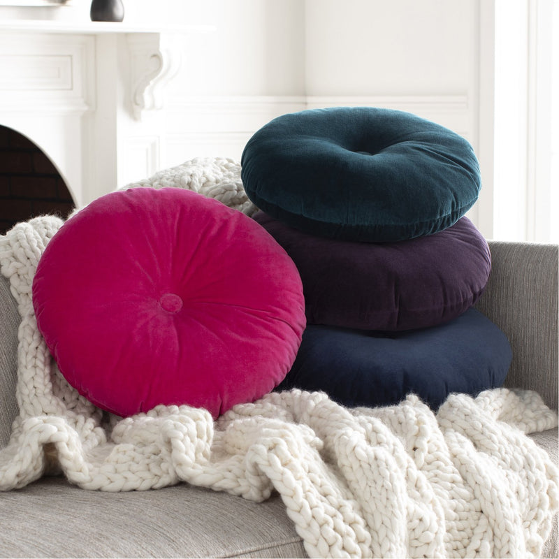 Cotton Velvet CV-038 Round Pillow in Bright Pink by Surya