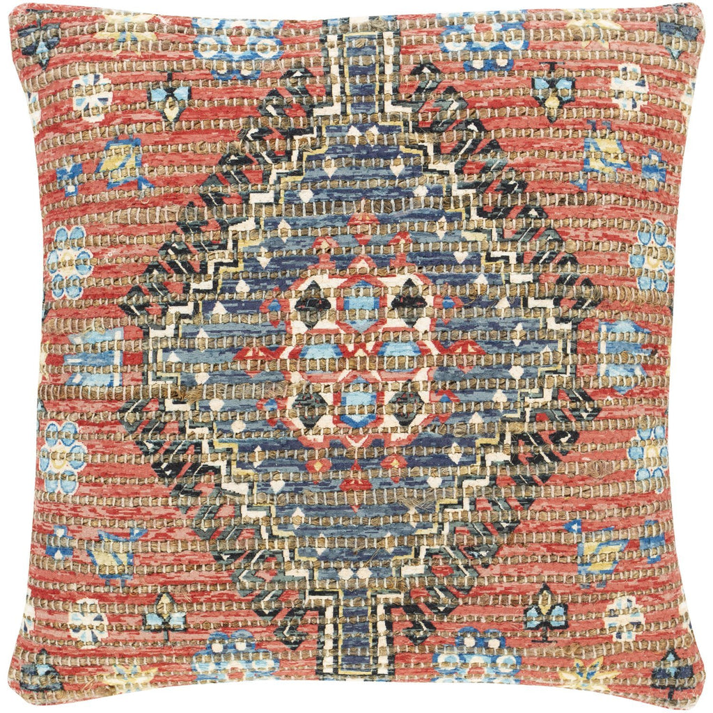 Coventry CVN-005 Woven Pillow in Bright Red & Sky Blue by Surya