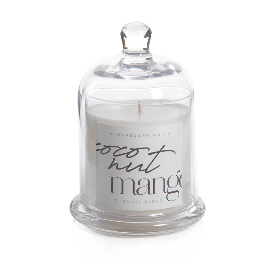 Coconut Mango Scented Candle Jar with Glass Dome