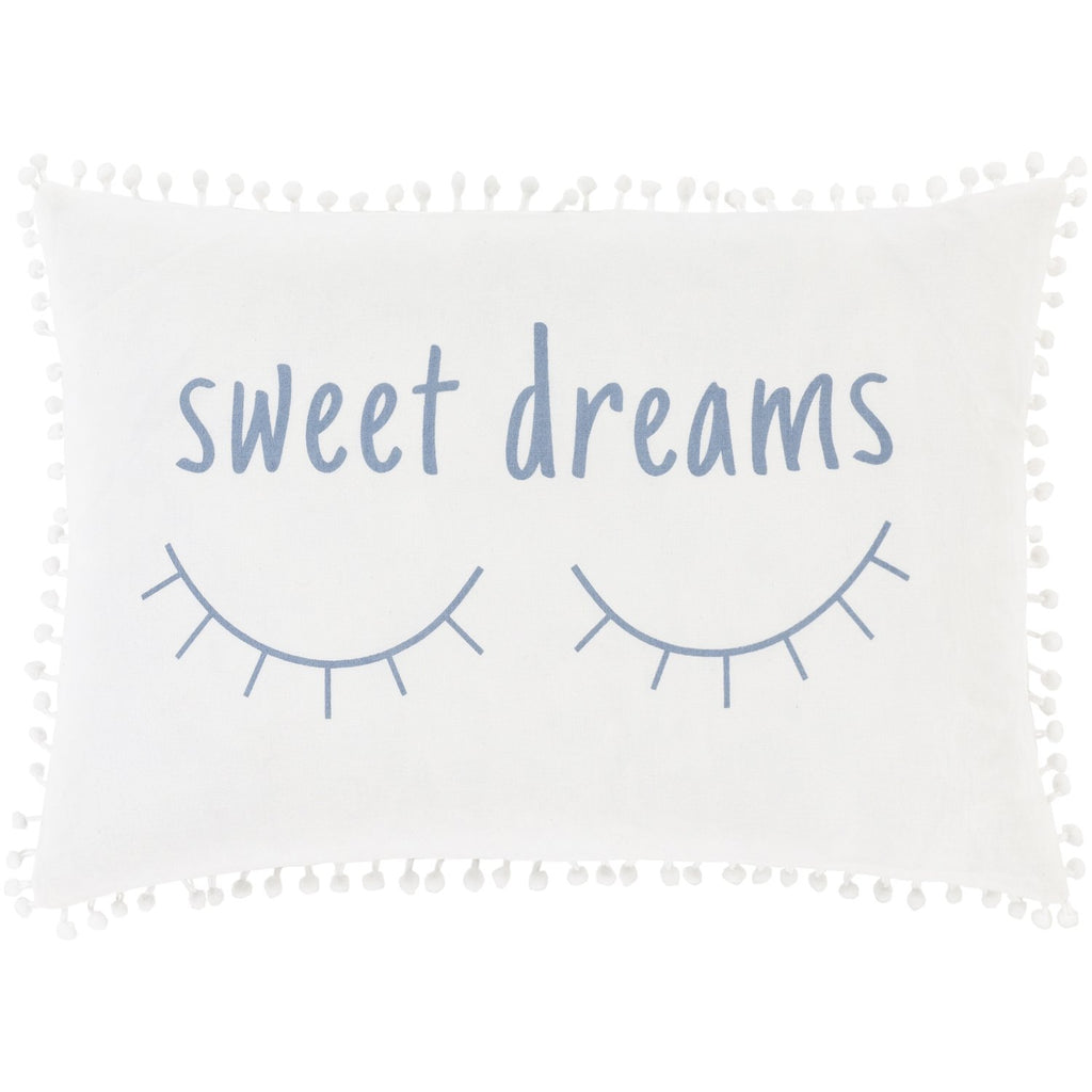 Dreamy DRM-004 Woven Pillow in White & Sky Blue by Surya