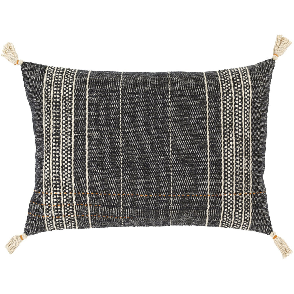 Dashing DSG-004 Hand Woven Pillow in Black & Ivory by Surya