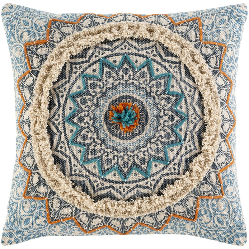 Dayna DYA-005 Woven Pillow in Ivory & Bright Blue by Surya
