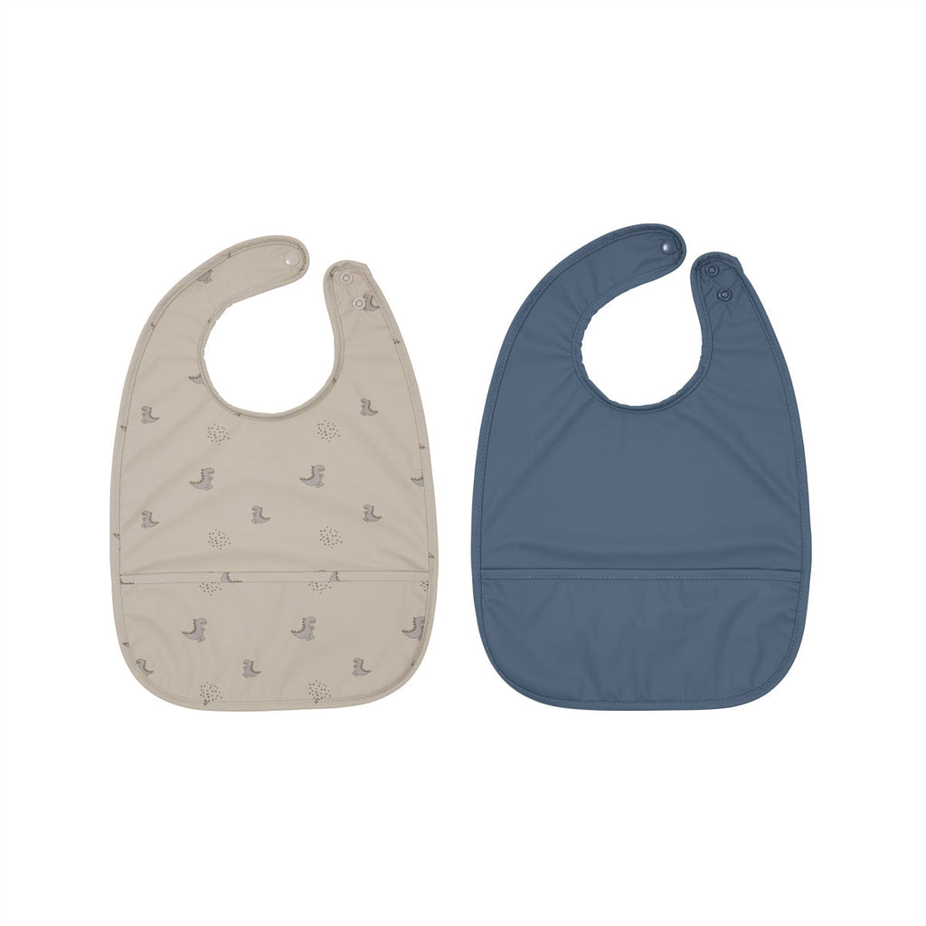 dino bib set in clay and blue 1