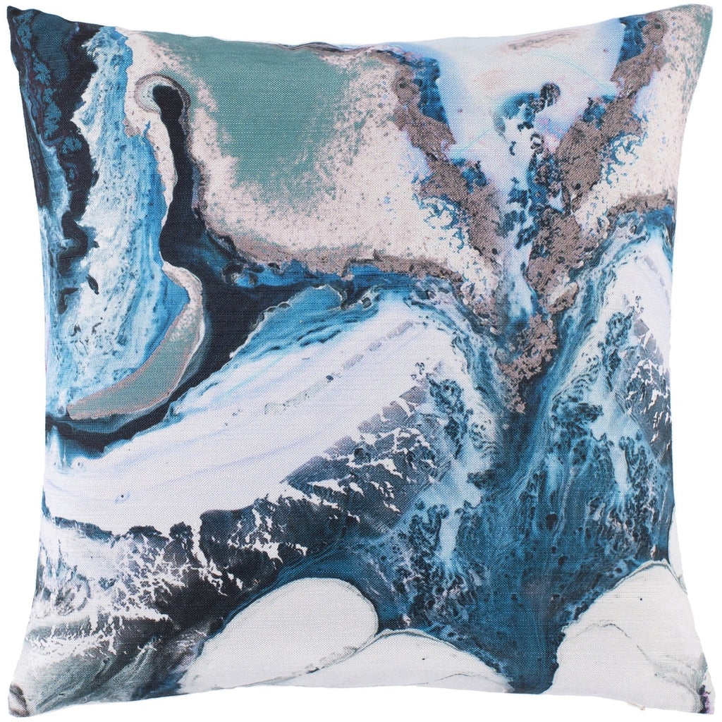 Ebru EBR-001 Woven Pillow in Sky Blue & White by Surya
