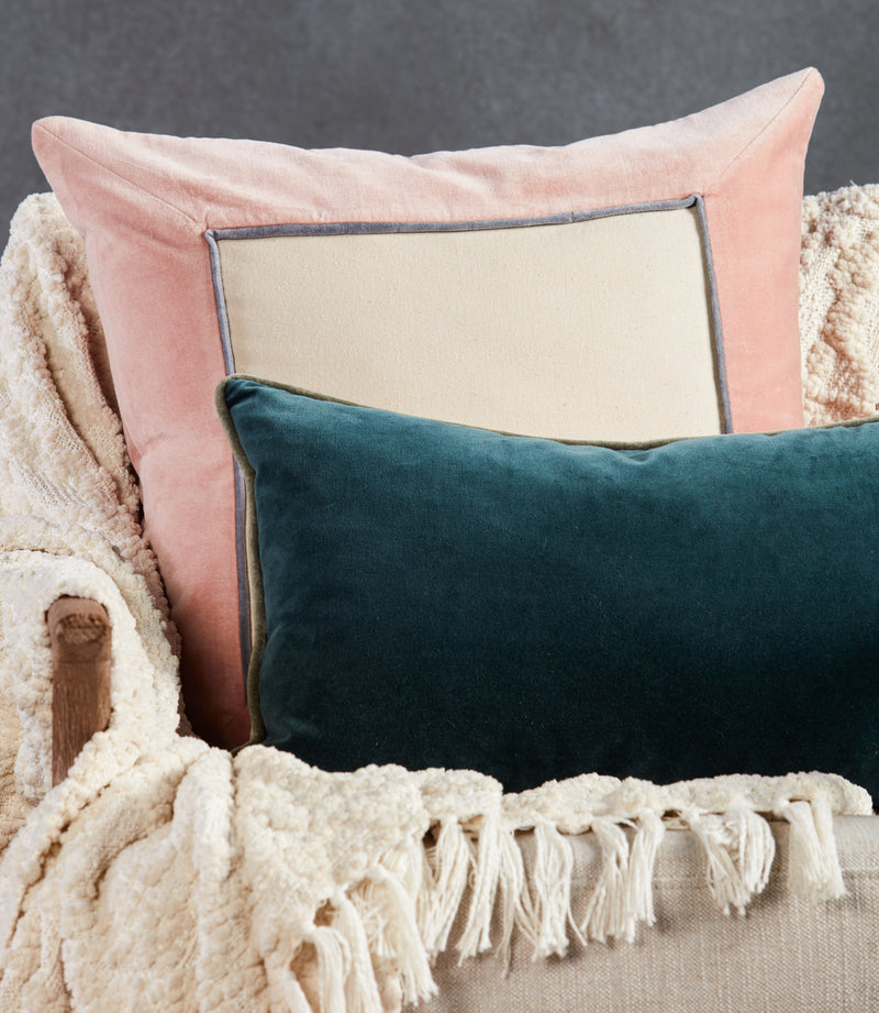 lyla solid teal cream pillow by jaipur 6