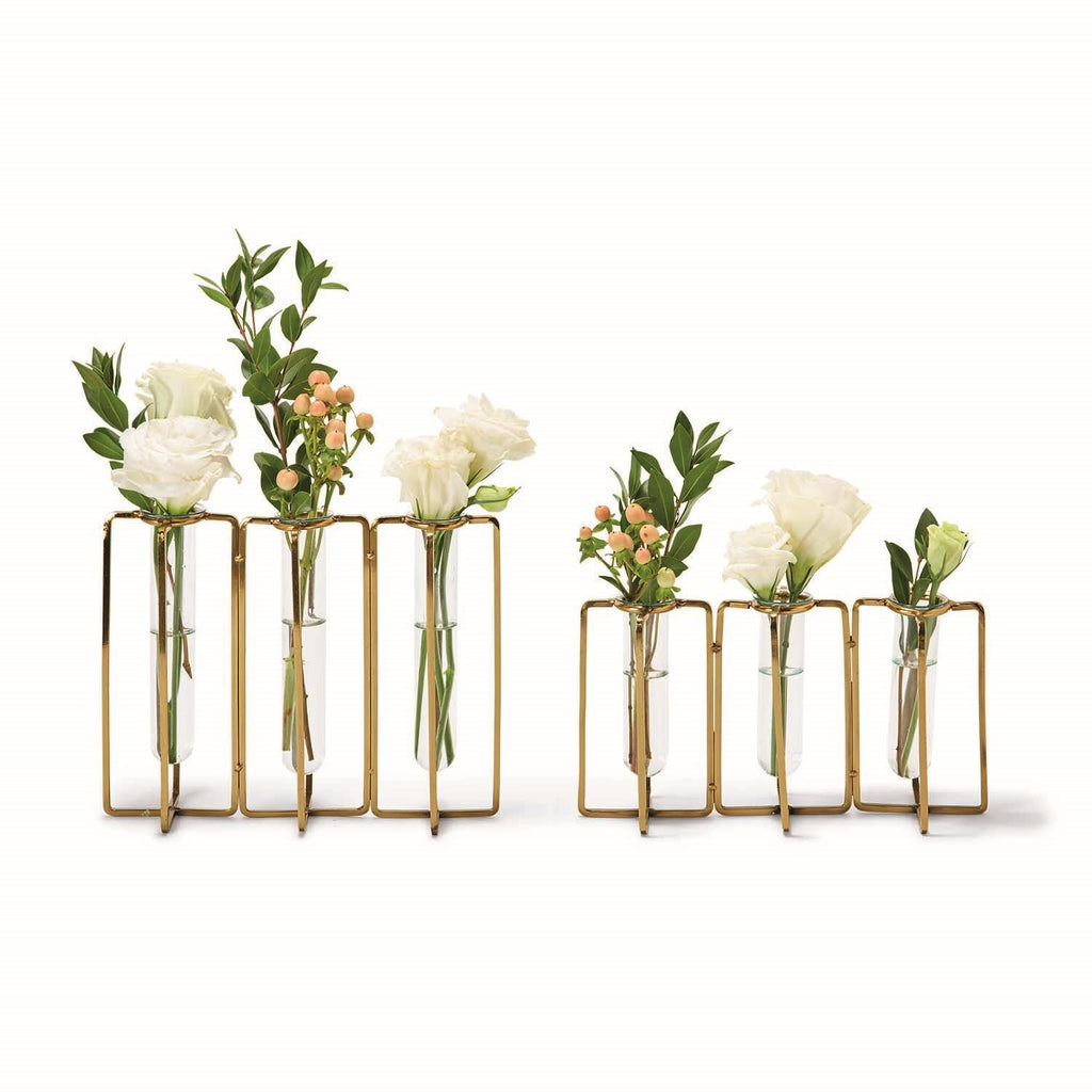 Lavoisier Set of 2 Golden Flower Vases Includes 2 Sizes