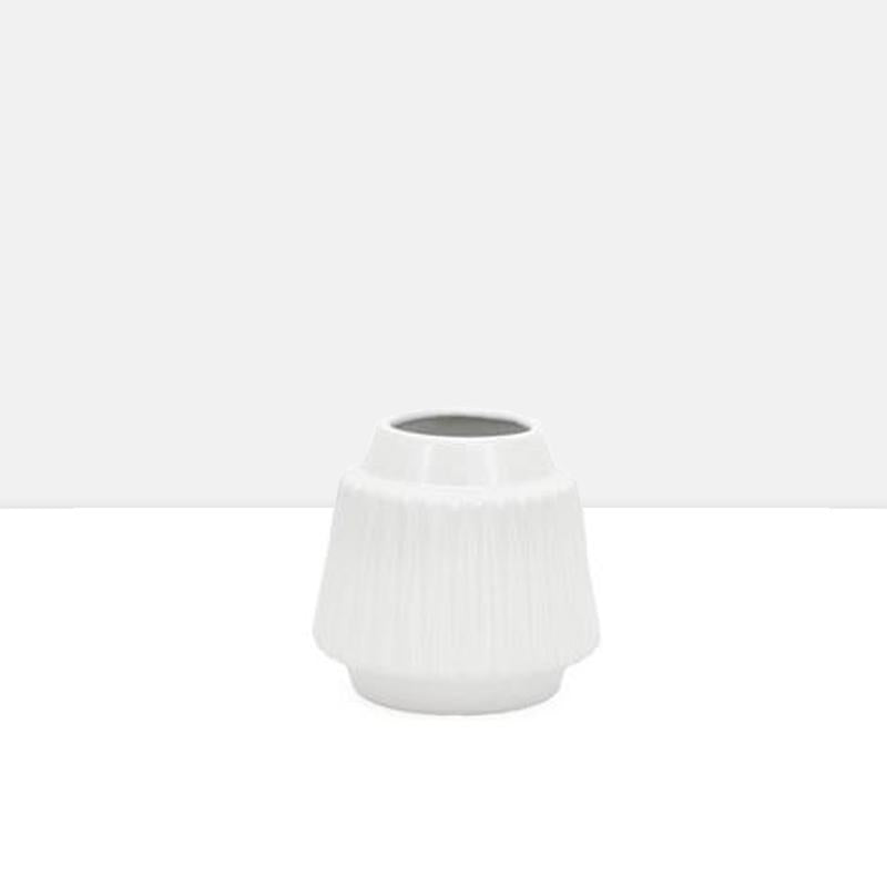Ella Faceted Ceramic 6"h Vase in White
