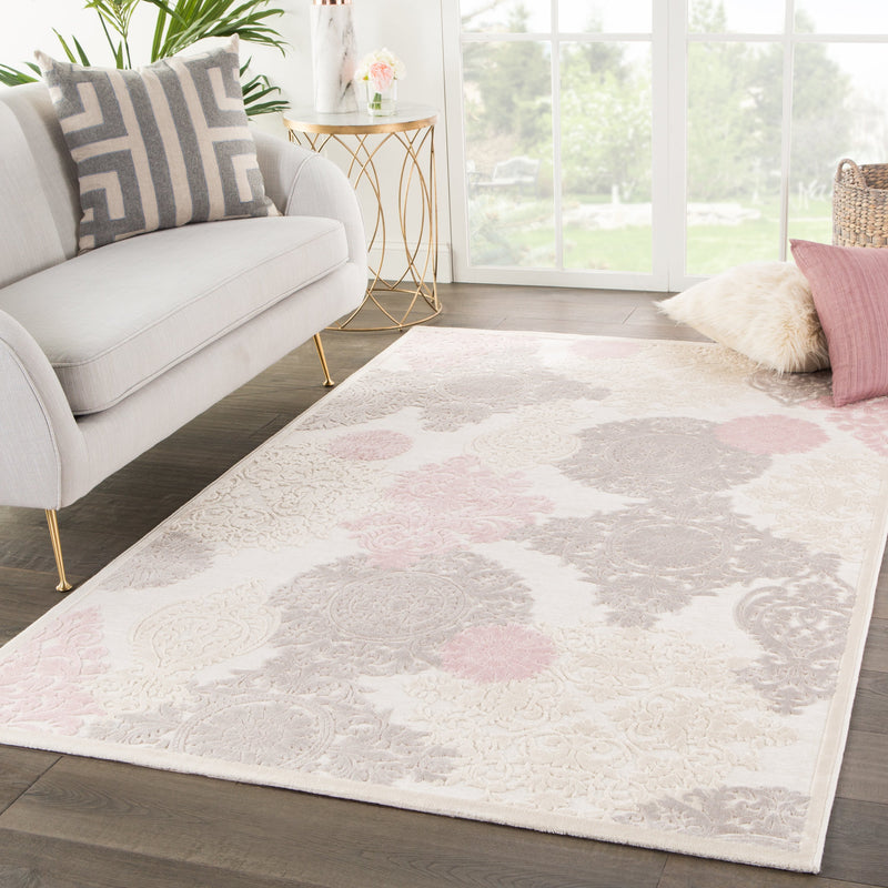 wistful damask rug in whitecap gray silver pink design by jaipur 5