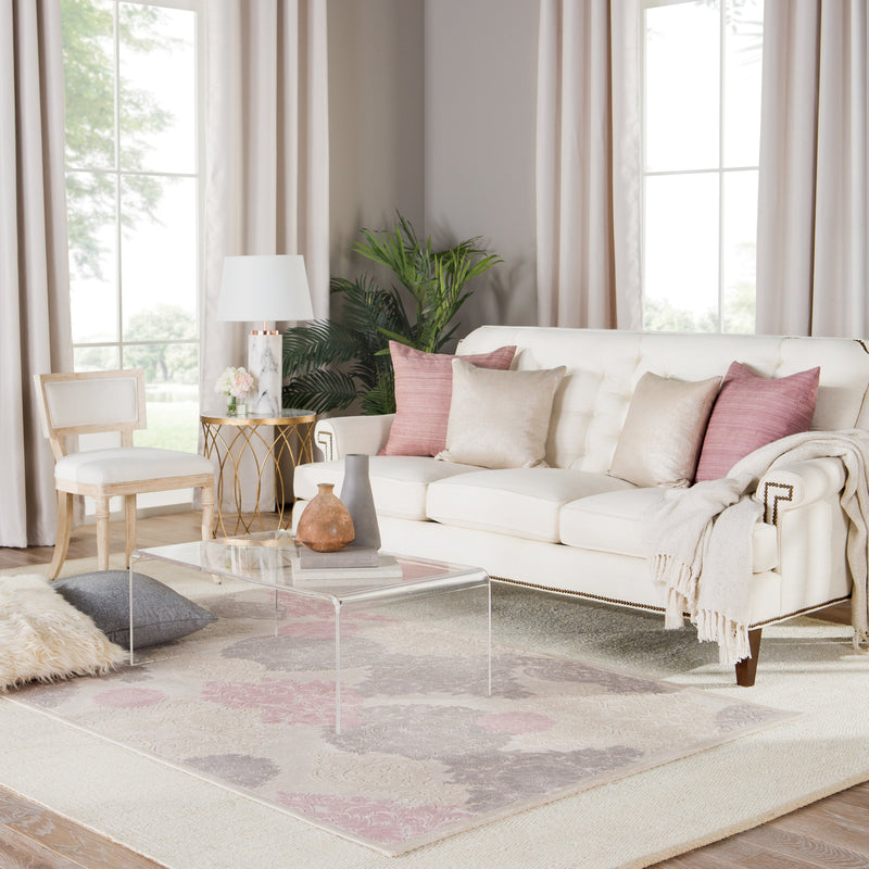 wistful damask rug in whitecap gray silver pink design by jaipur 7