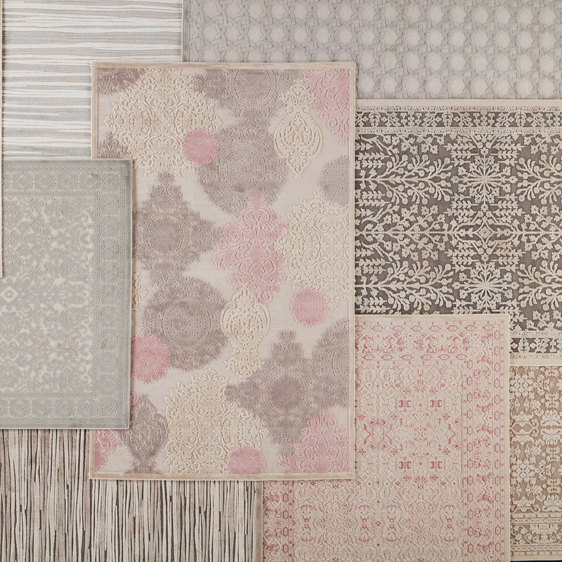 wistful damask rug in whitecap gray silver pink design by jaipur 8